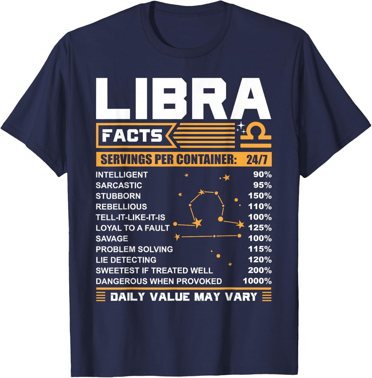 Libra Birthday Gifts - Libra Facts Funny T-Shirt - T-Shirt | Navy