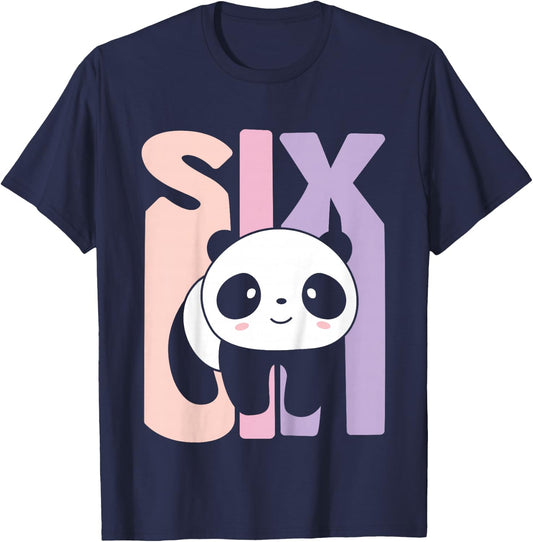 6 Year Old Cute Panda Birthday Girl 6th B-day T-Shirt - T-Shirt | Navy