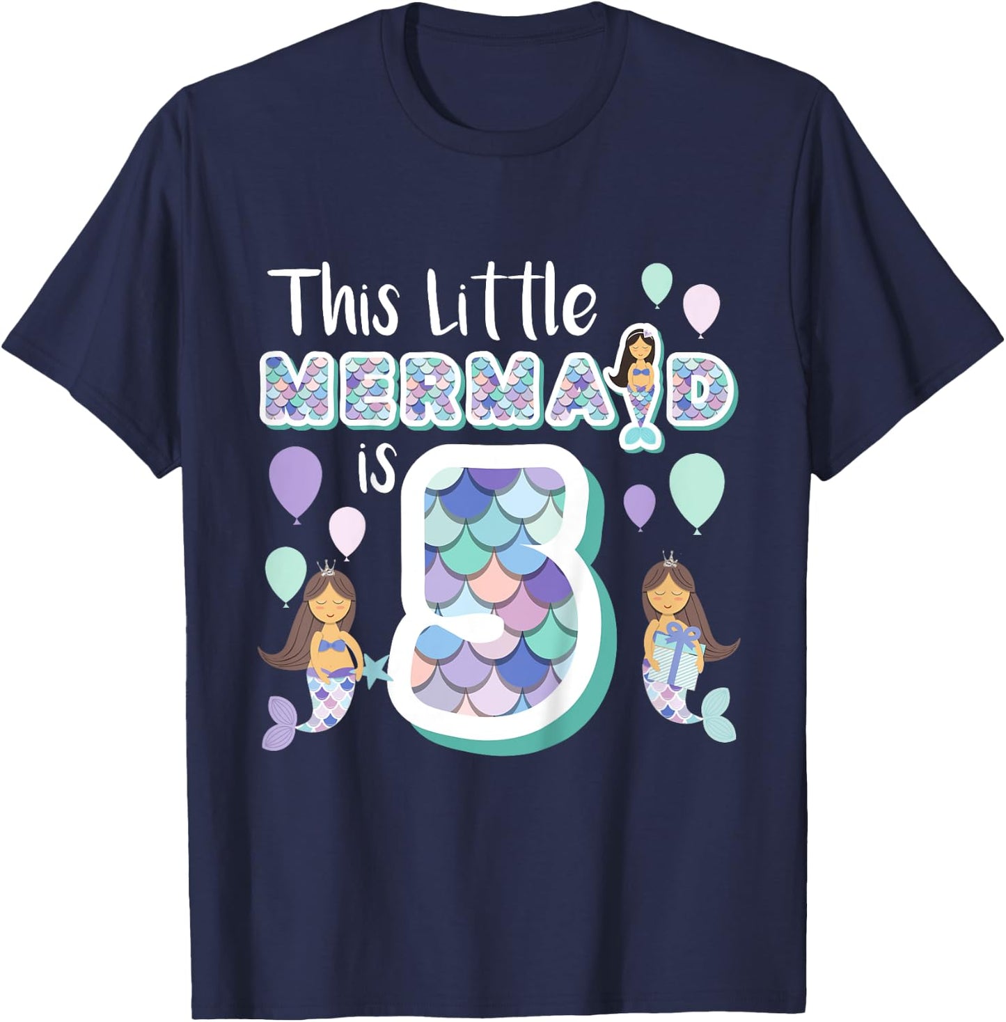 5 Year Old Mermaid Birthday Party Theme Girl 5th Girls Gift T-Shirt - T-Shirt | Navy