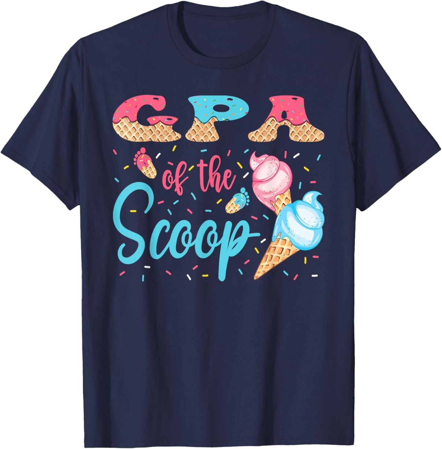 GPA Of The Scoop Ice Cream Gender Reveal Baby Shower T-Shirt - T-Shirt | Navy