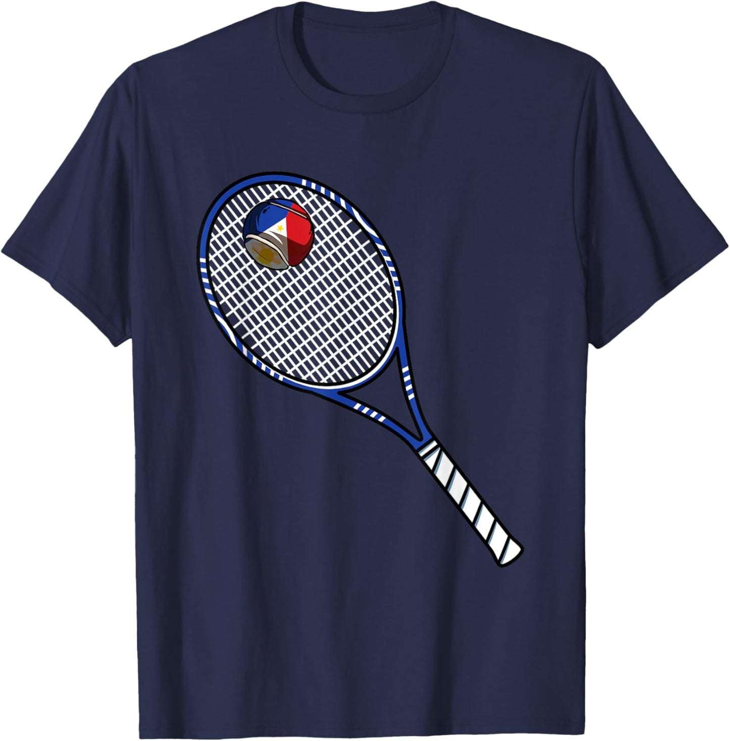 Tennis Racket And Ball Flag Of Philippines T-Shirt - T-Shirt | Navy