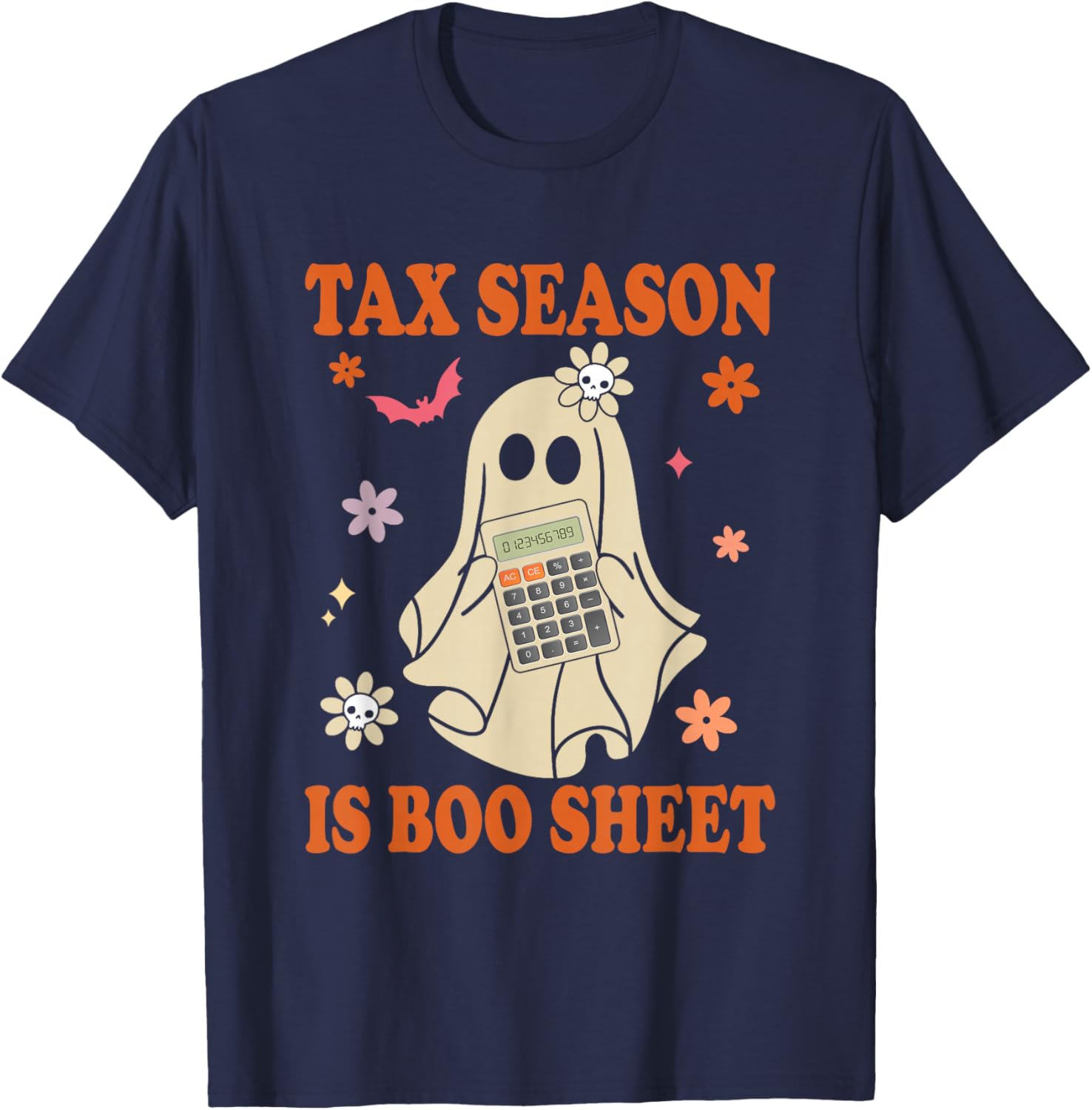 Funny Accountant Tax Season Is Boo Sheet CPA Halloween Ghost T-Shirt - T-Shirt | Navy