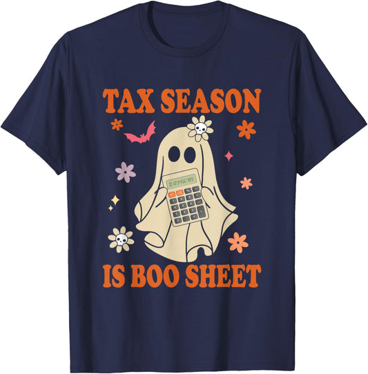 Funny Accountant Tax Season Is Boo Sheet CPA Halloween Ghost T-Shirt - T-Shirt | Navy
