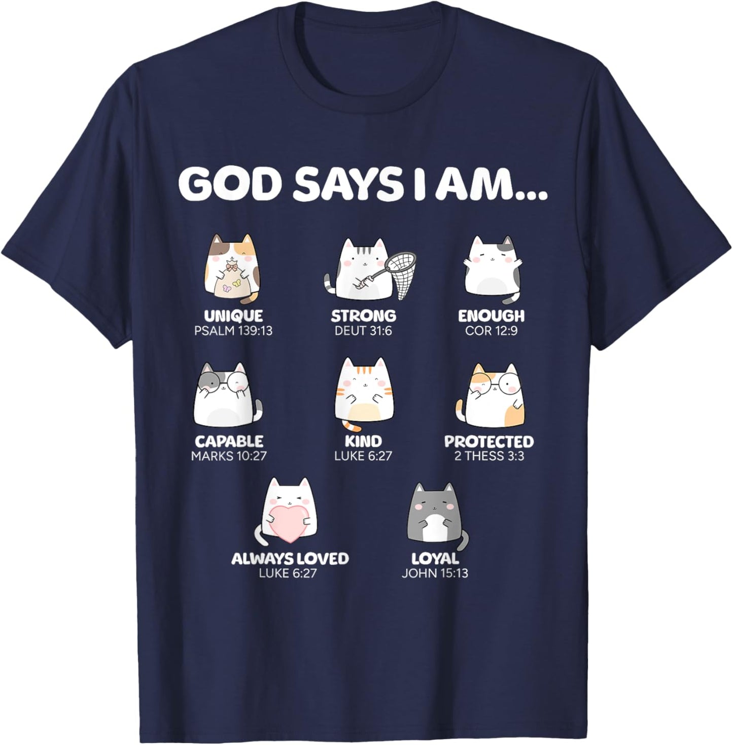 God Says I Am Christian Toddler Kids Cats T-Shirt - T-Shirt | Navy