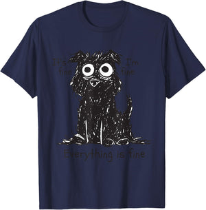 Shaggy Dog Scruffy Dog Its Fine Im Fine Everythings Fine Dog T-Shirt - T-Shirt | Navy