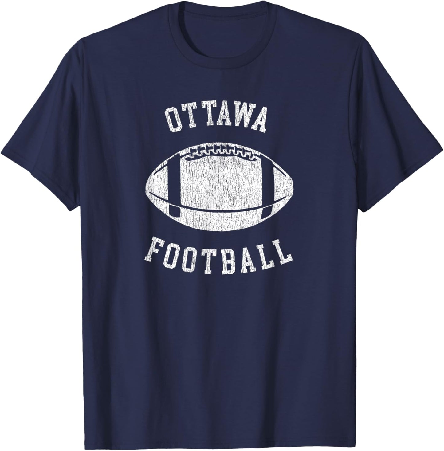 Ottawa Football Distressed Vintage 80's Throwback Classic T-Shirt - T-Shirt | Navy