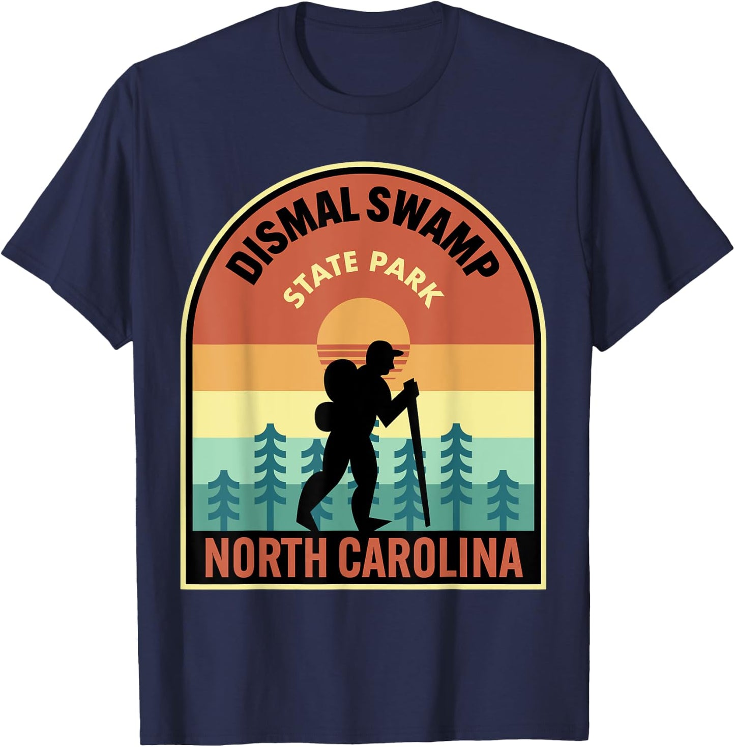 Dismal Swamp State Park North Carolina Retro Hiking T-Shirt - T-Shirt | Navy