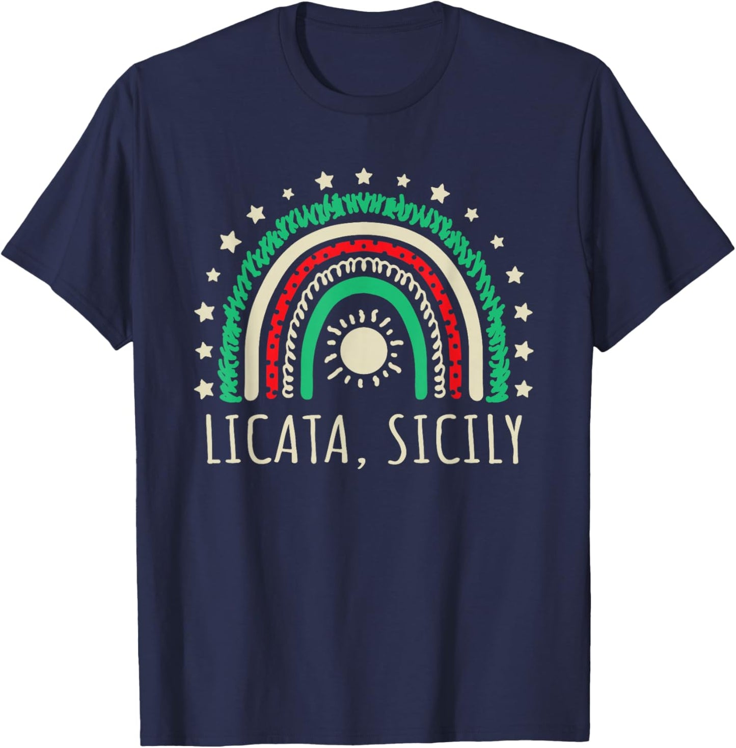 Licata Sicily, Italy Nice Rainbow Design T-Shirt - T-Shirt | Navy