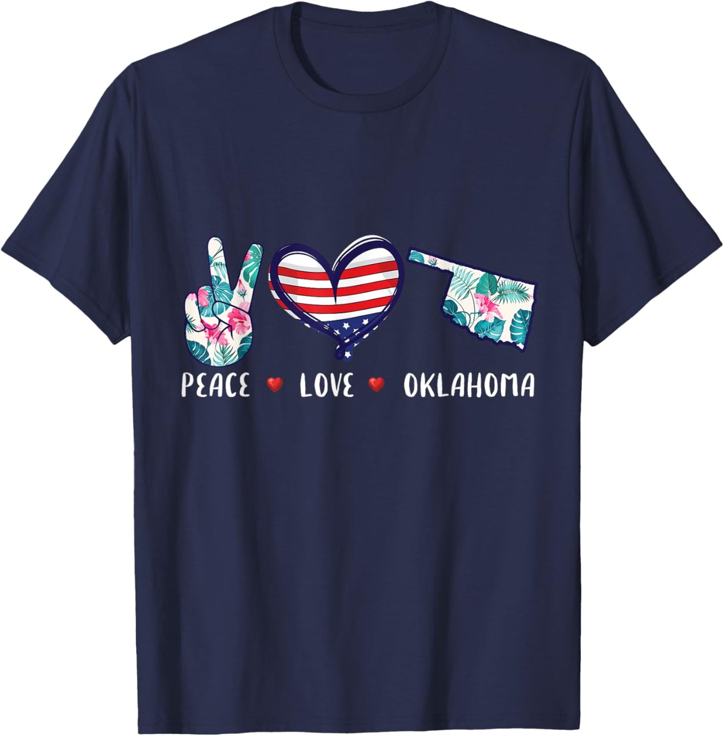 Peace love Oklahoma flag grown Souvenirs women kids T-Shirt - T-Shirt | Navy