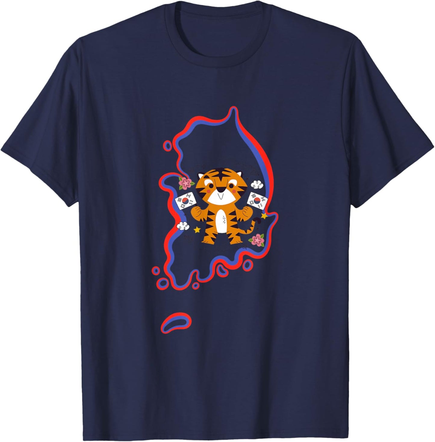 Korean tiger country flag South Korea year of the tiger T-Shirt - T-Shirt | Navy