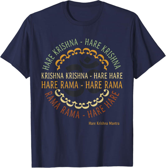 Hare Krishna Shirt Spiritual Hare Krishna Mantra T-Shirt - T-Shirt | Navy