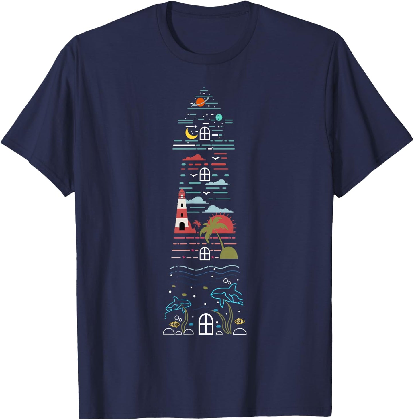 Lighthouse Graphic Gifts Men Kids T-Shirt - T-Shirt | Navy