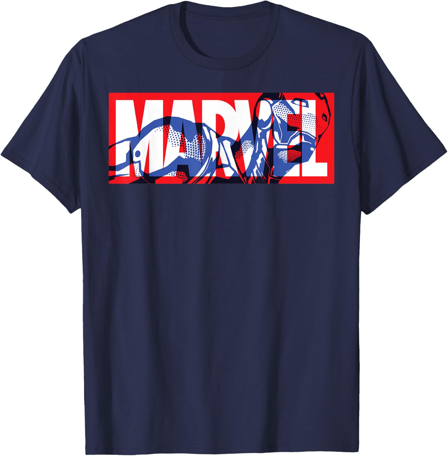 Marvel Classic Logo Iron Man Fill T-Shirt - T-Shirt | Navy