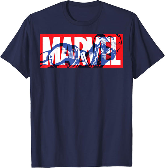 Marvel Classic Logo Iron Man Fill T-Shirt - T-Shirt | Navy