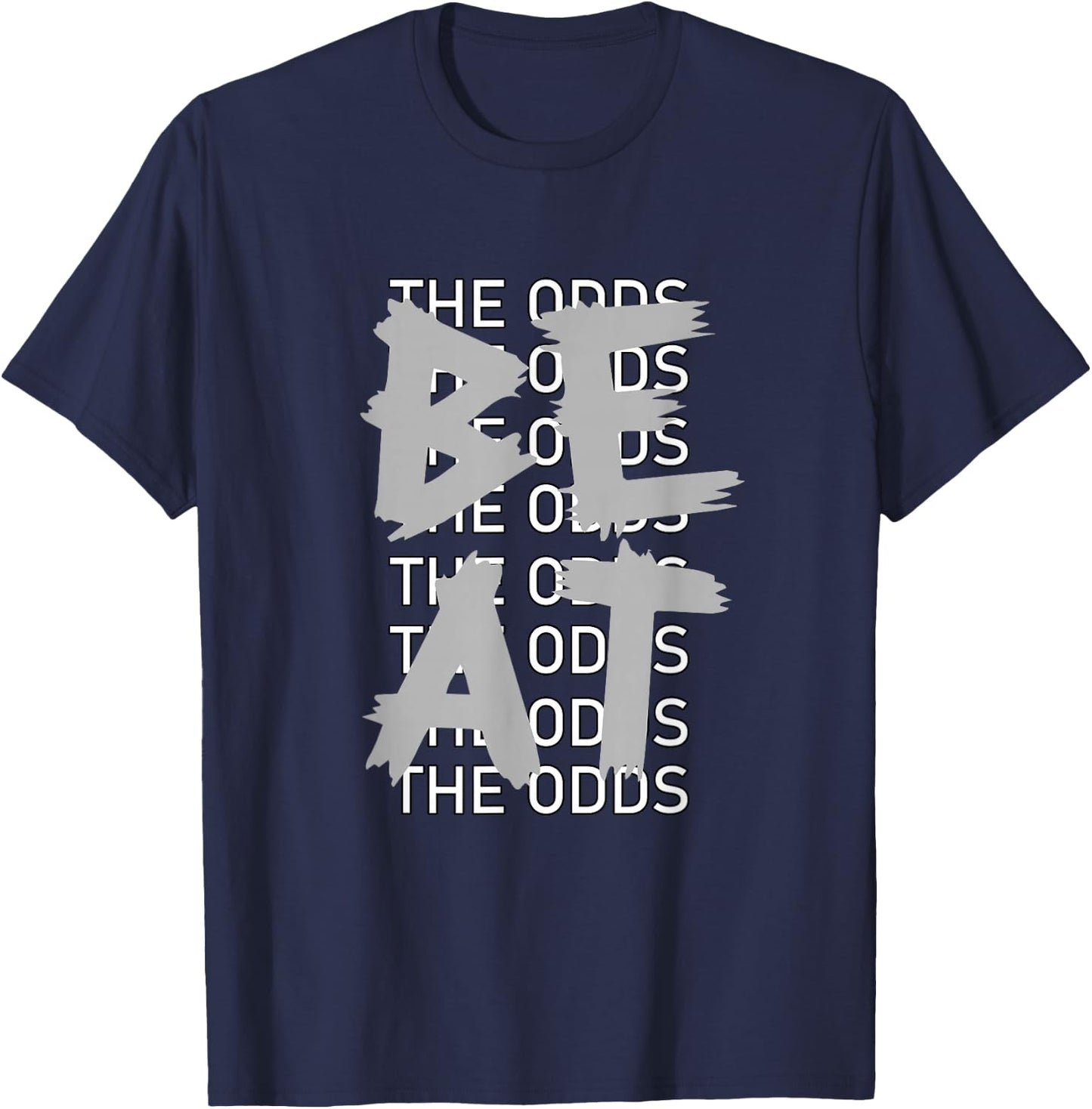 Grey Beat The Odds Monochrome Color Graphic T-Shirt - T-Shirt | Navy