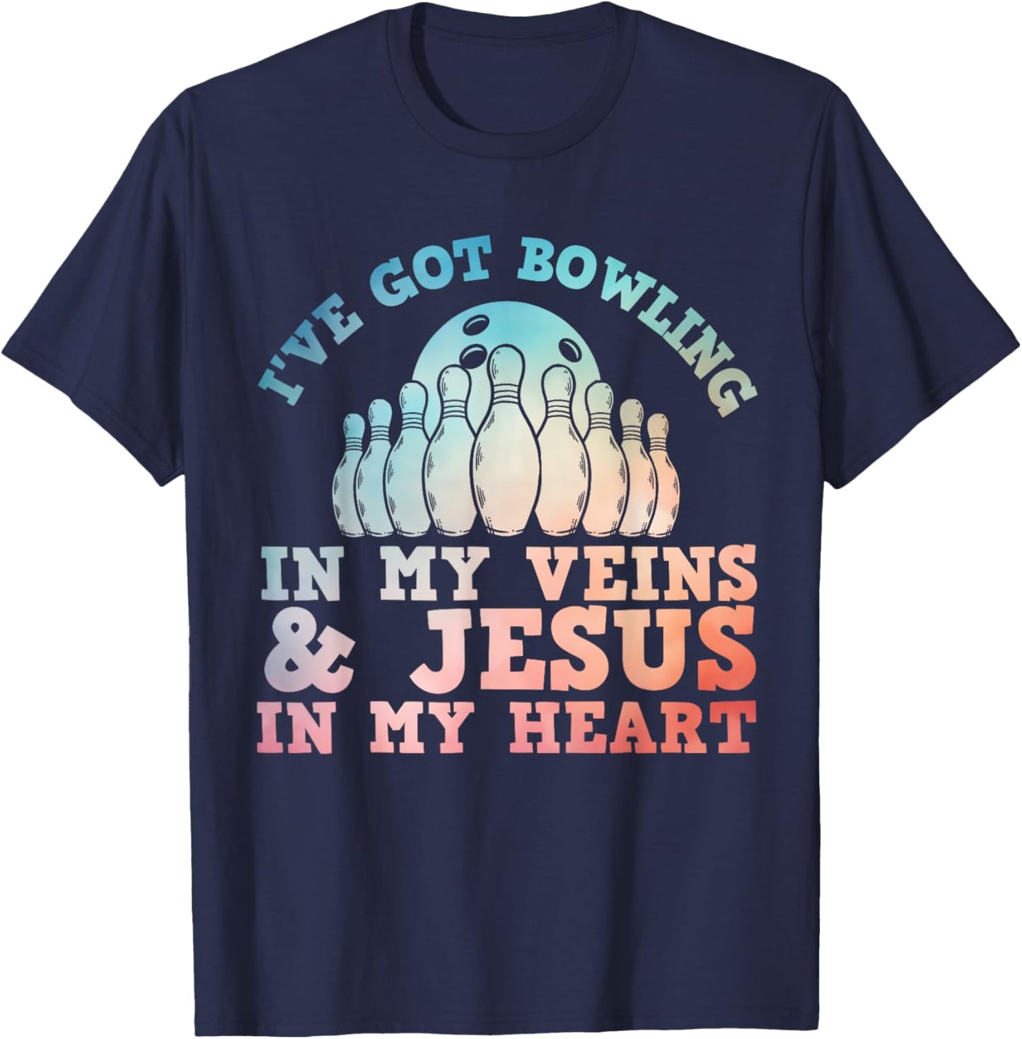 Best Bowling Design Women Jesus Christian Bowling T-Shirt - T-Shirt | Navy