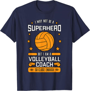 Volleyball Coach Team Superhero Sports Game Athlete Gift T-Shirt - T-Shirt | Navy