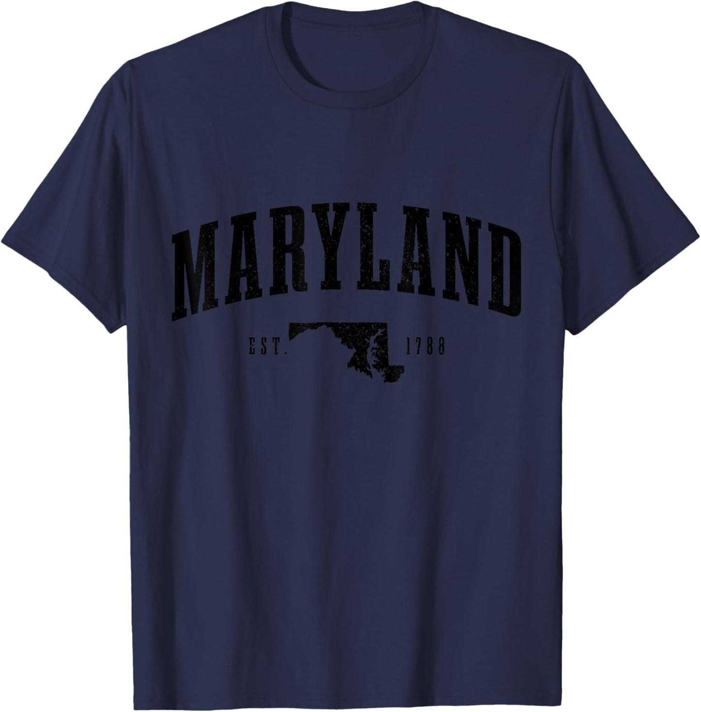 Maryland Vintage Pride State Map T-Shirt - T-Shirt | Navy