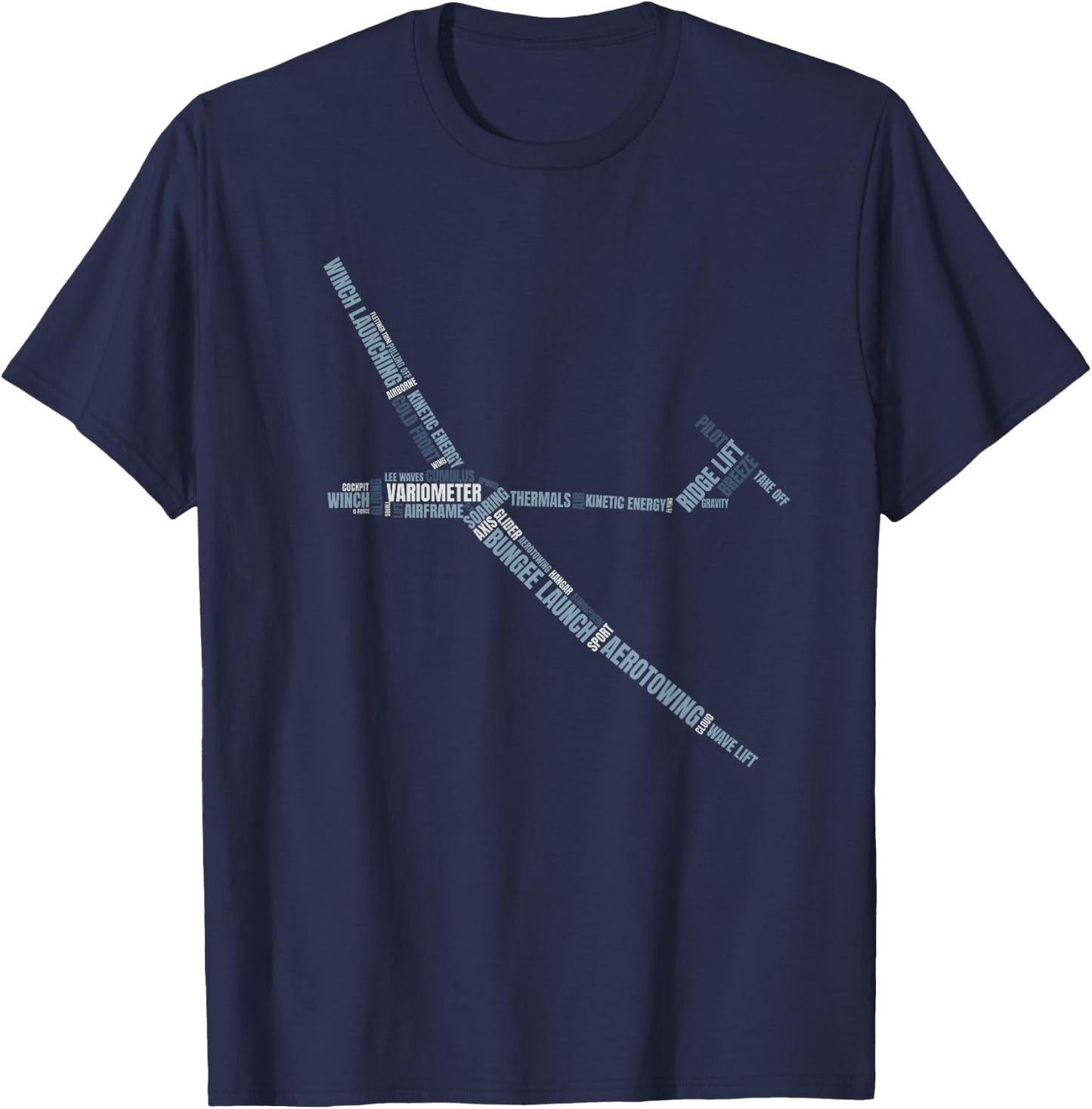 Glider Soaring Technical Terms Gift Pilot Aviator T-Shirt - T-Shirt | Navy