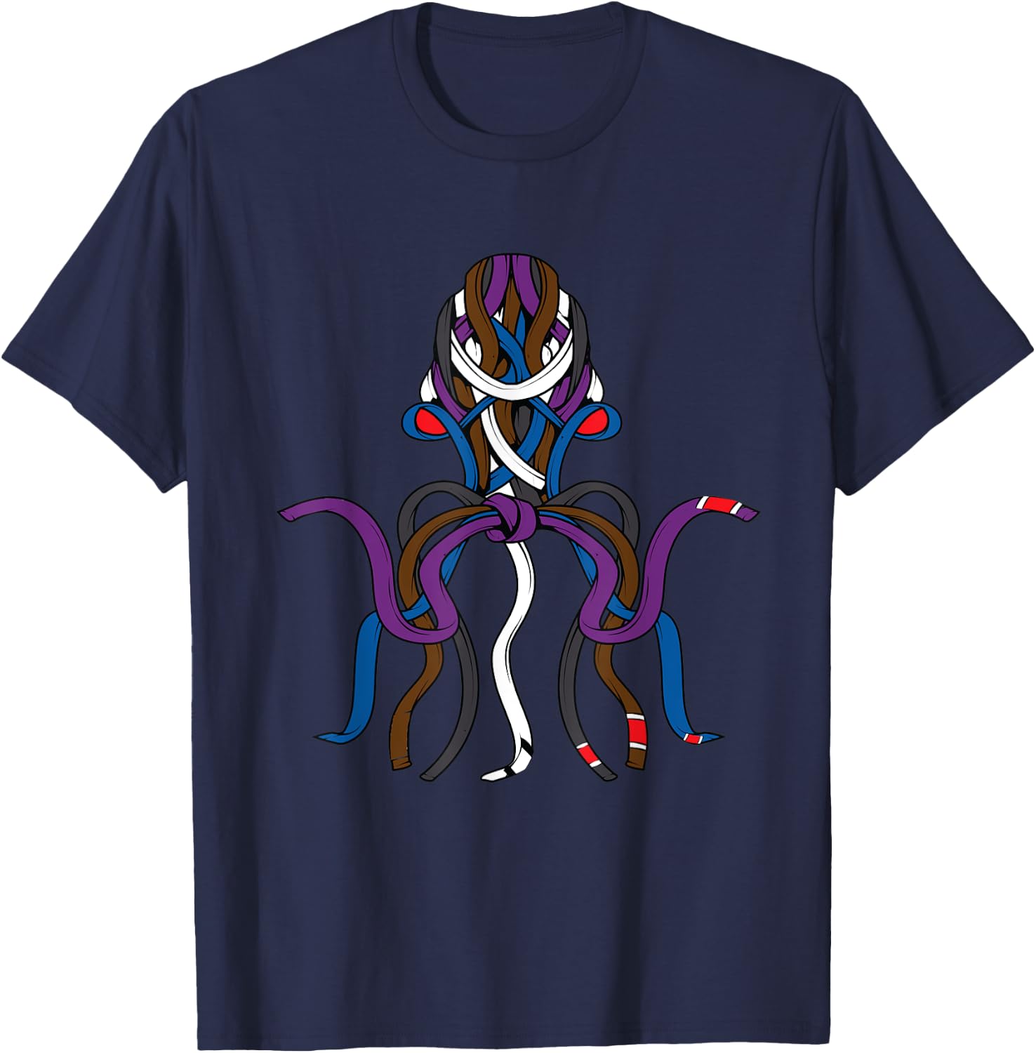 Cool Unique Jiu Jitsu Octopus Belts Brazil JiuJitsu Gift T-Shirt - T-Shirt | Navy