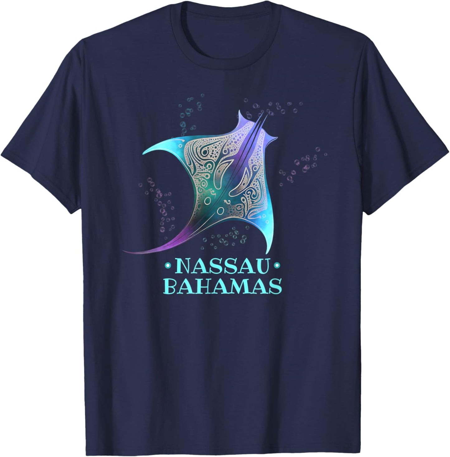 Stingray Manta Ray Scuba Diving - Nassau, Bahamas T-Shirt - T-Shirt | Navy