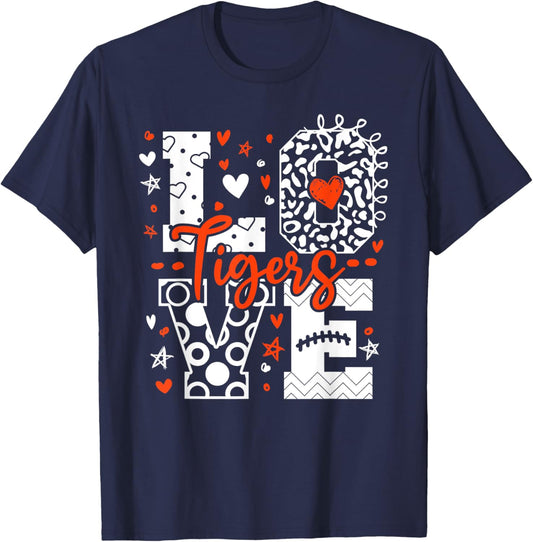 Vintage Love Tigers School Sports Name Women Kids T-Shirt - T-Shirt | Navy