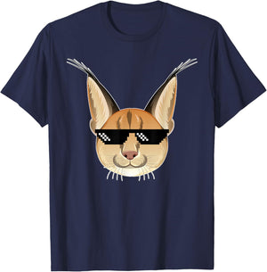 Floppa Cat Meme Floppa Cat Meme Cat Funny Caracal T-Shirt - T-Shirt | Navy
