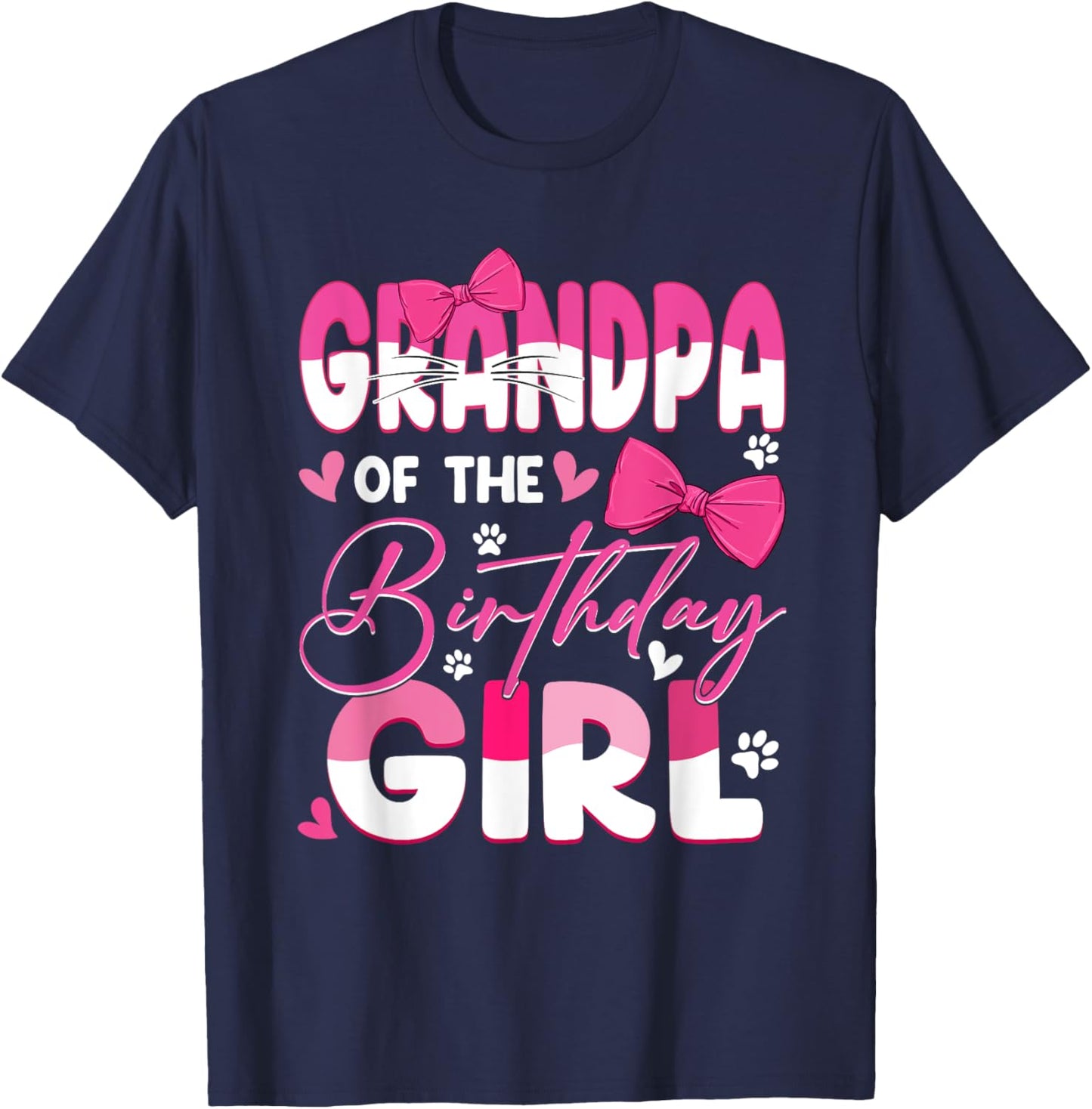 Grandpa Of The Birthday Girl Cat Kitty Family Matching T-Shirt - T-Shirt | Navy