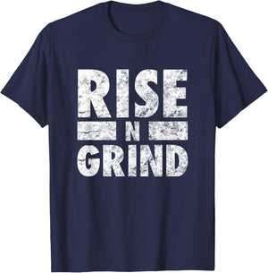 Rise N Grind: Cool Workout T-Shirt - T-Shirt | Navy