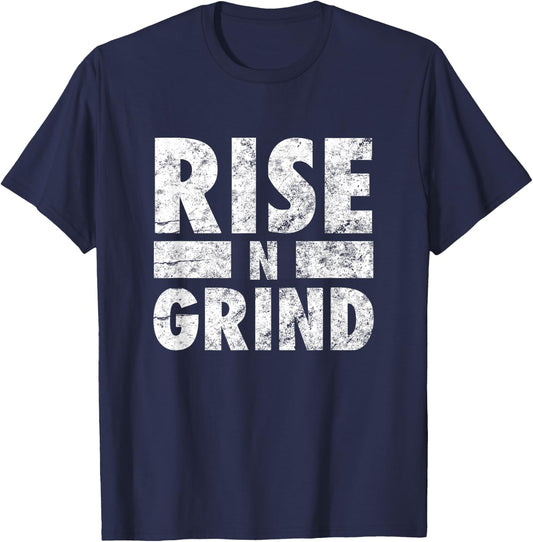 Rise N Grind: Cool Workout T-Shirt - T-Shirt | Navy