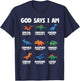 God Says I Am Dinosaur Lover Kids Boys Christian T-Shirt - T-Shirt | Navy