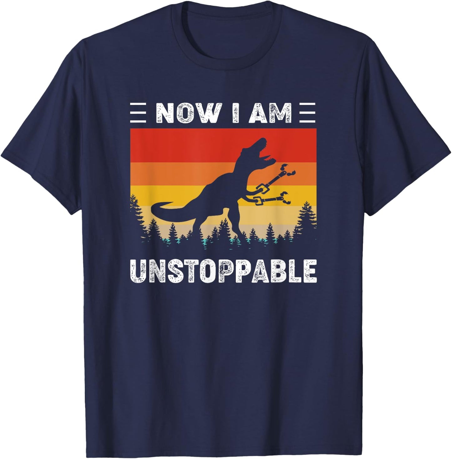 Now I'm Unstoppable Funny Vintage T-Rex Dinosaur T-Shirt - T-Shirt | Navy
