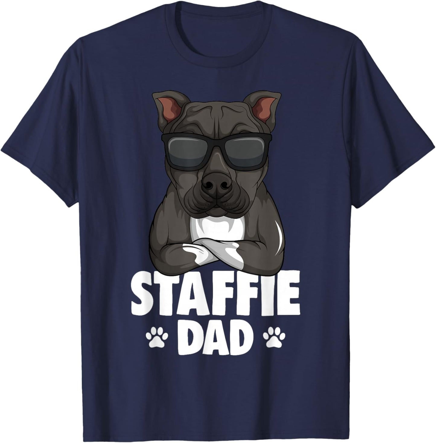 Staffordshire Bullterrier Staffie Dad Hunde T-Shirt - T-Shirt | Navy