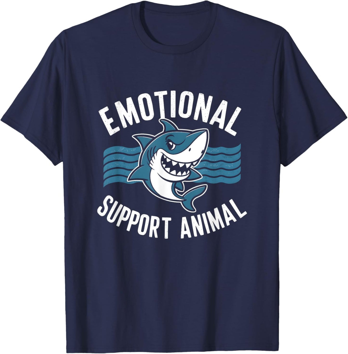 Emotional-Support Animal Funny Scary Shark Pun Humor Shark T-Shirt - T-Shirt | Navy