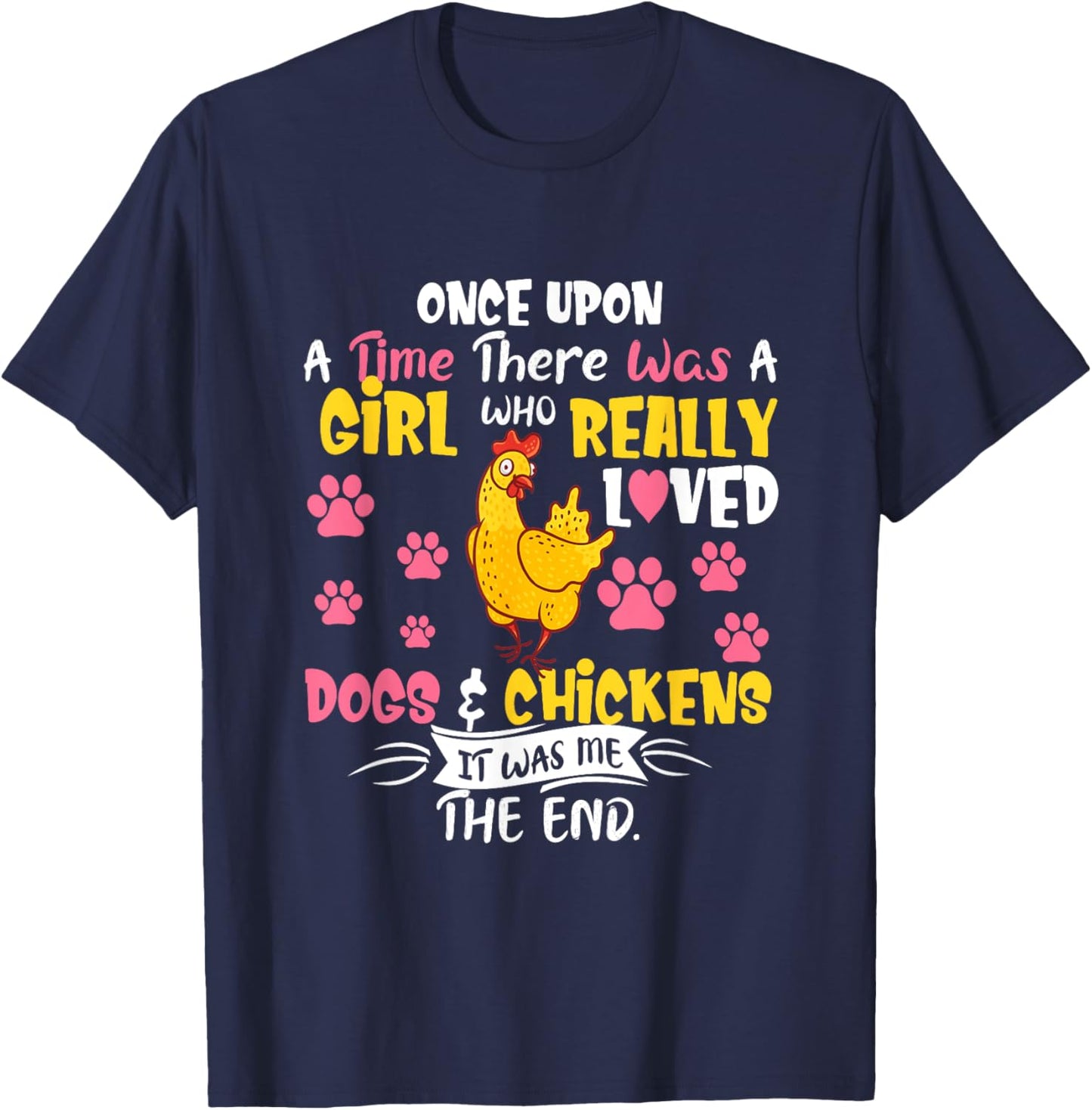 Funny Chicken Dog Lover Girls Farmer T-Shirt - T-Shirt | Navy