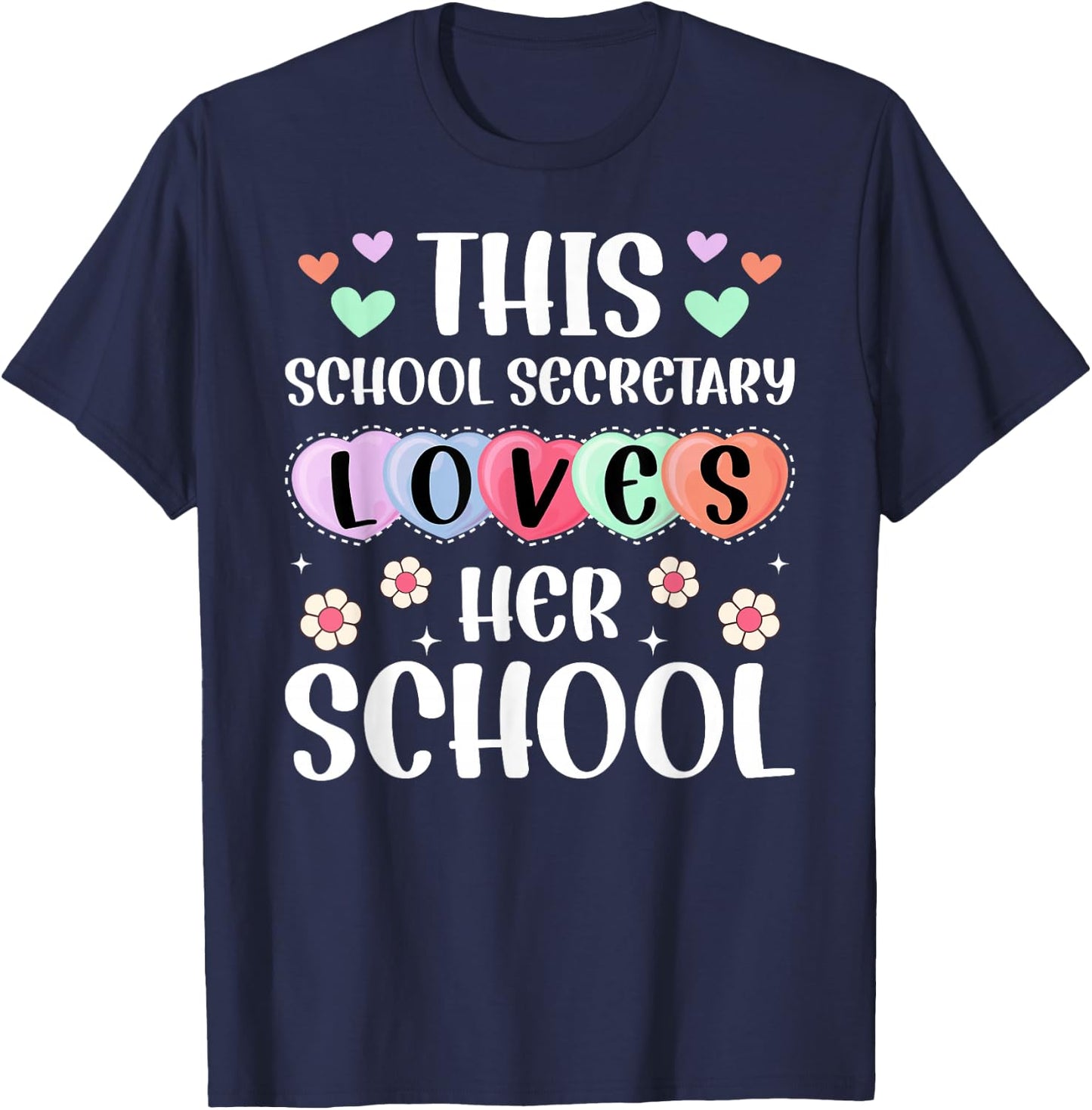Valentine School Secretary Valentines Day T-Shirt - T-Shirt | Navy
