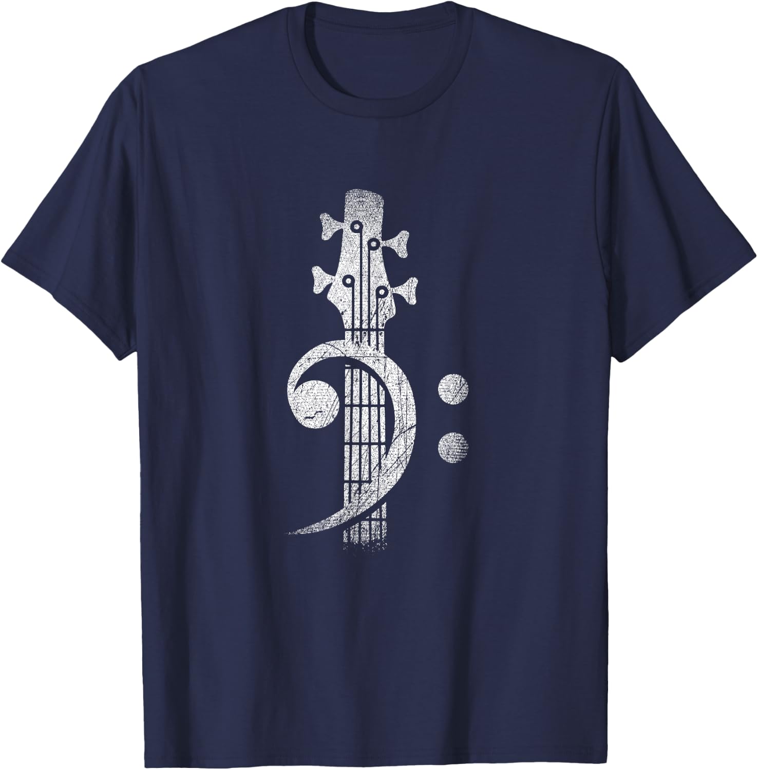 Bass Cleff Headstock Bass Guitar T-Shirt - T-Shirt | Navy