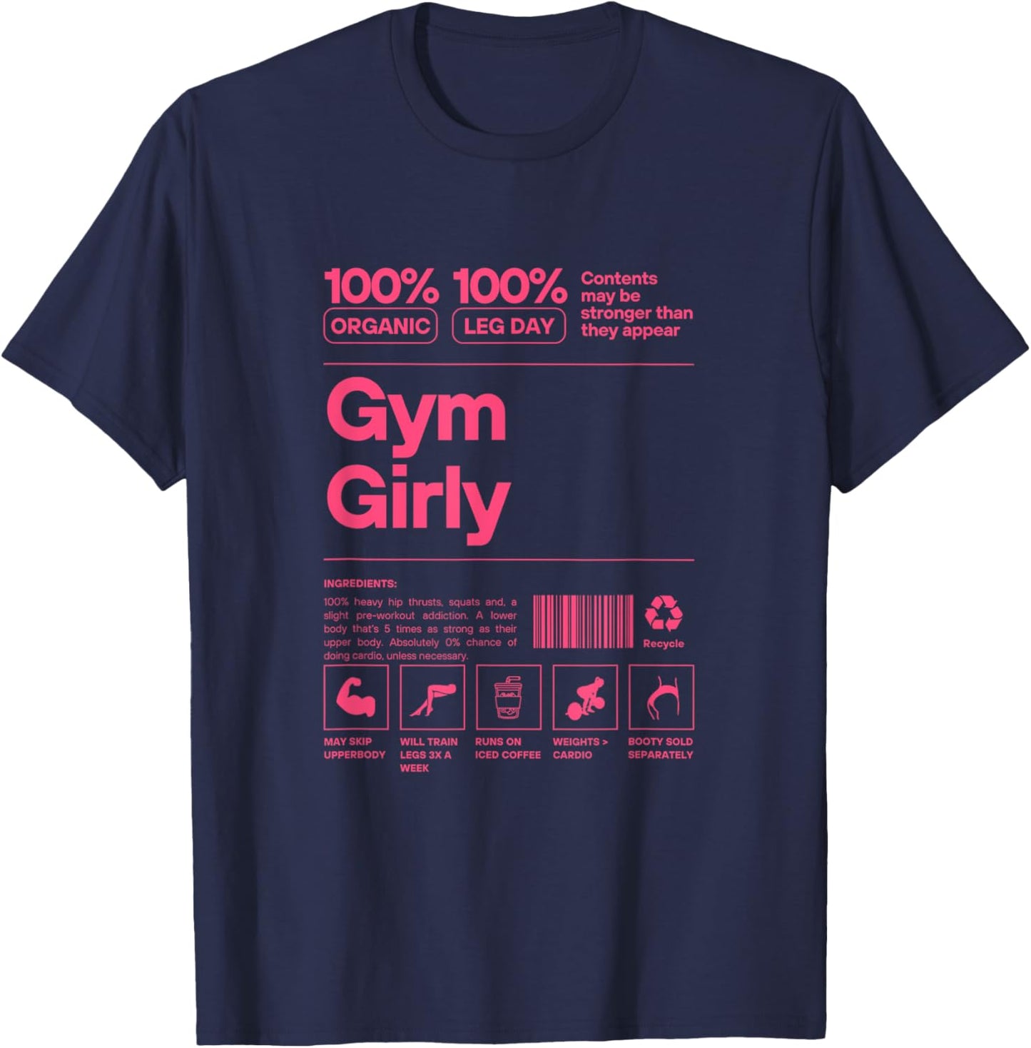 100% Organic Gym Girly - Muscle Mommy Ingredients Pump Cover T-Shirt - T-Shirt | Navy