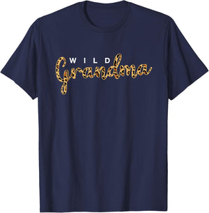Leopard Print Wild Grandma Cute Cheetah Mother's Day Gift T-Shirt - T-Shirt | Navy