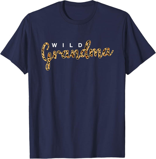 Leopard Print Wild Grandma Cute Cheetah Mother's Day Gift T-Shirt - T-Shirt | Navy