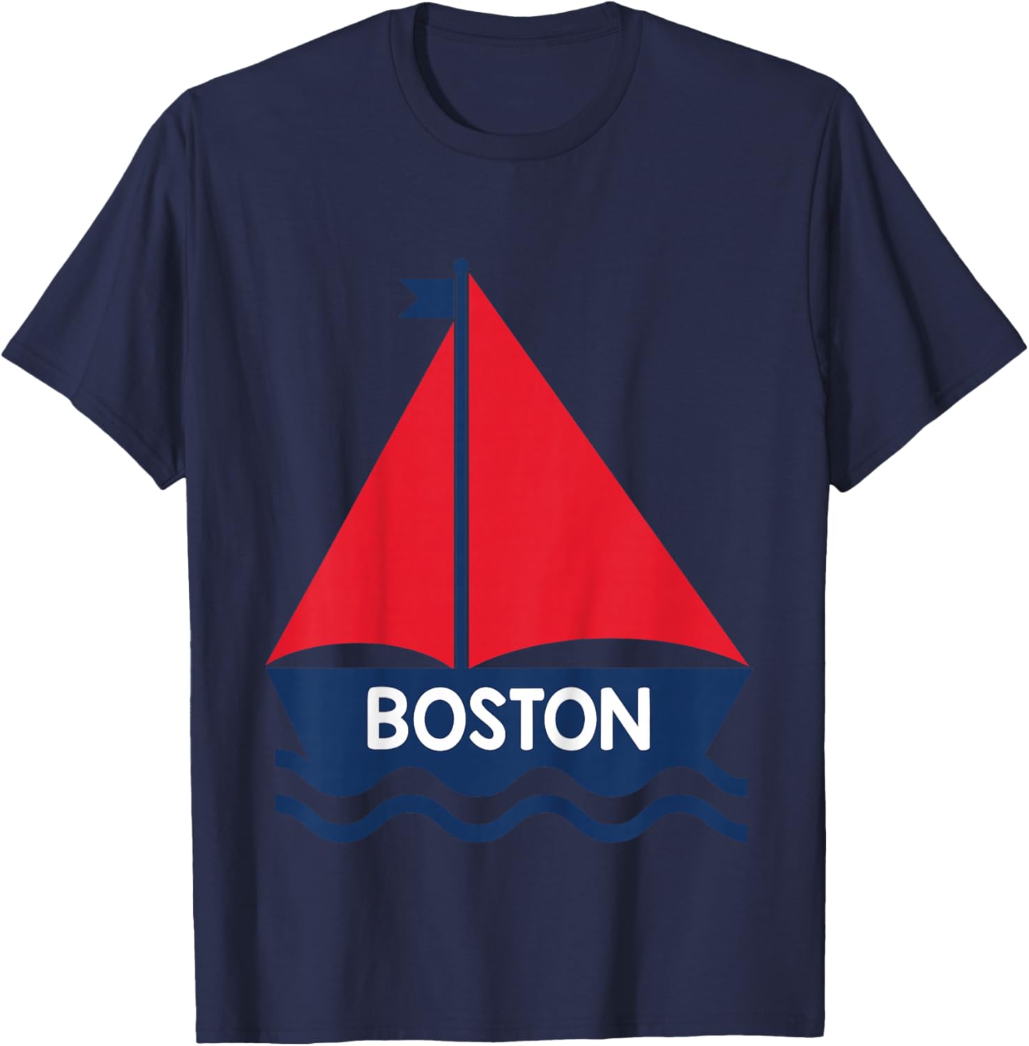 Kids Boston Massachusetts Sailing Boat Boys Girls Toddler T-Shirt - T-Shirt | Navy