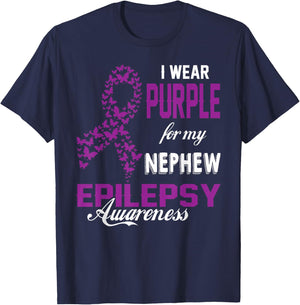 Epilepsy Awareness I Wear Purple For My Nephew Family T-Shirt - T-Shirt | Navy
