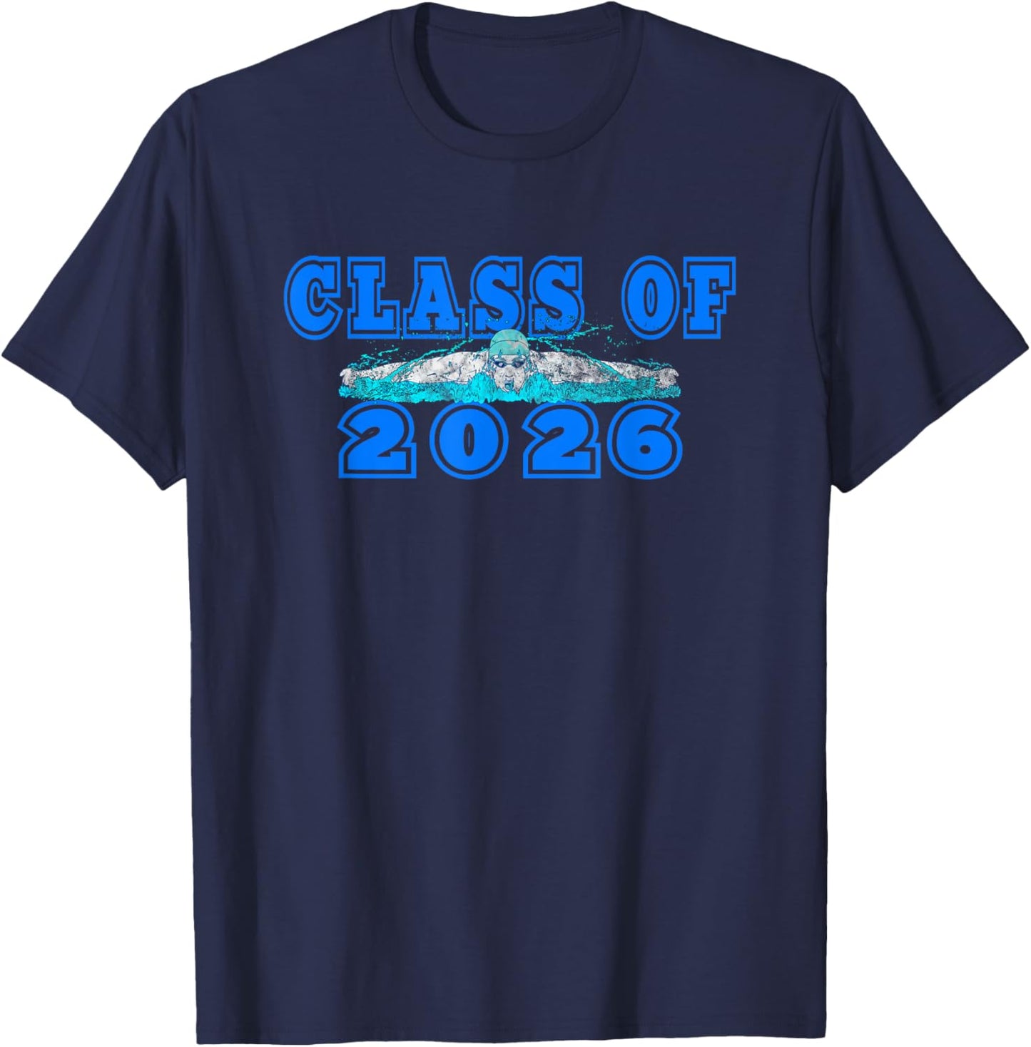 Class of 2026 Senior Swimmer Swimming Team Artwork Blue T-Shirt - T-Shirt | Navy