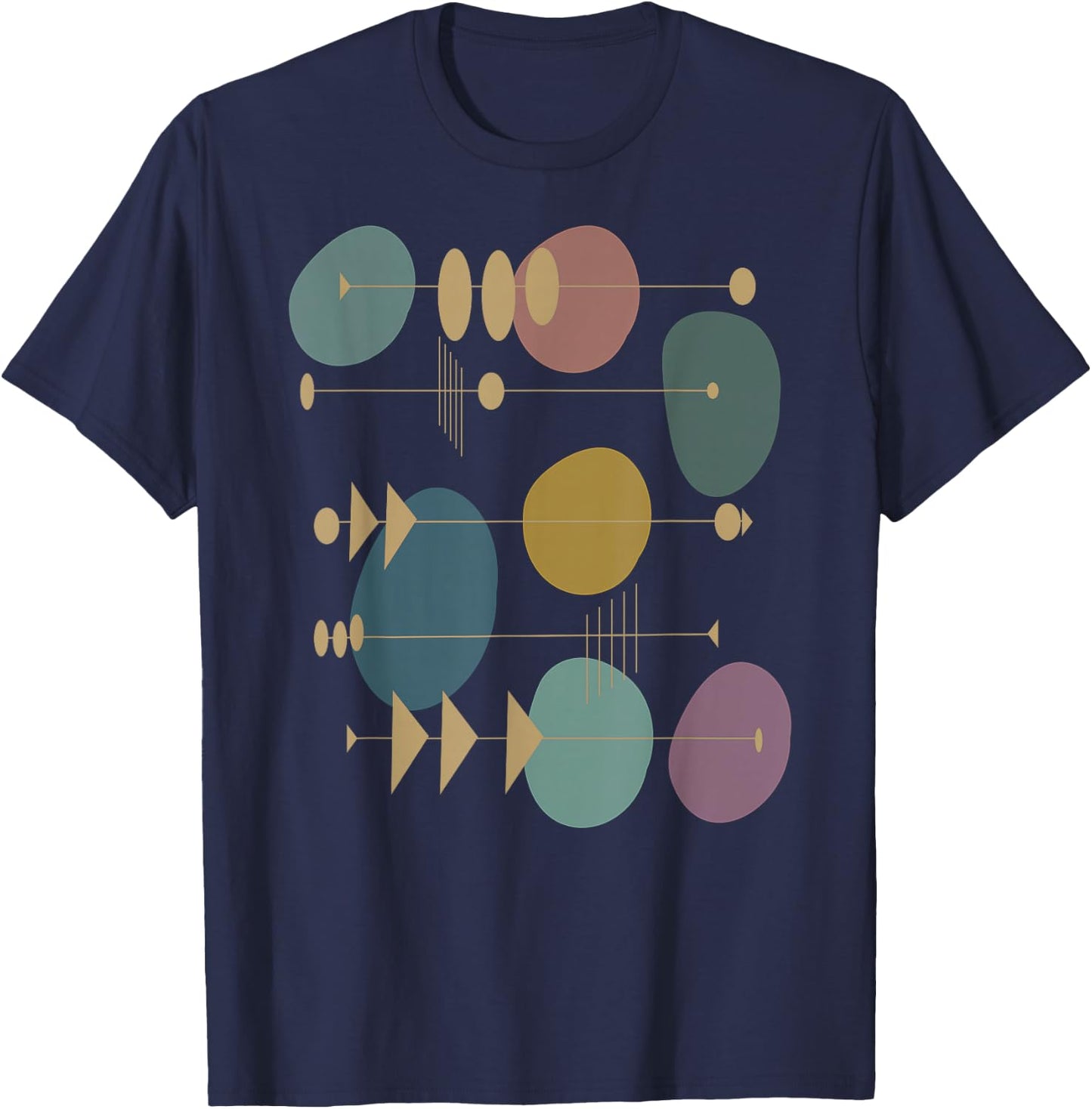Mid Century Modern Abstract Atomic Art Artsy Artistic Swank T-Shirt - T-Shirt | Navy