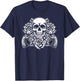 Skeleton Roses Glam Rock 80s - 1980s Guitar Guns Skull Roses T-Shirt - T-Shirt | Navy