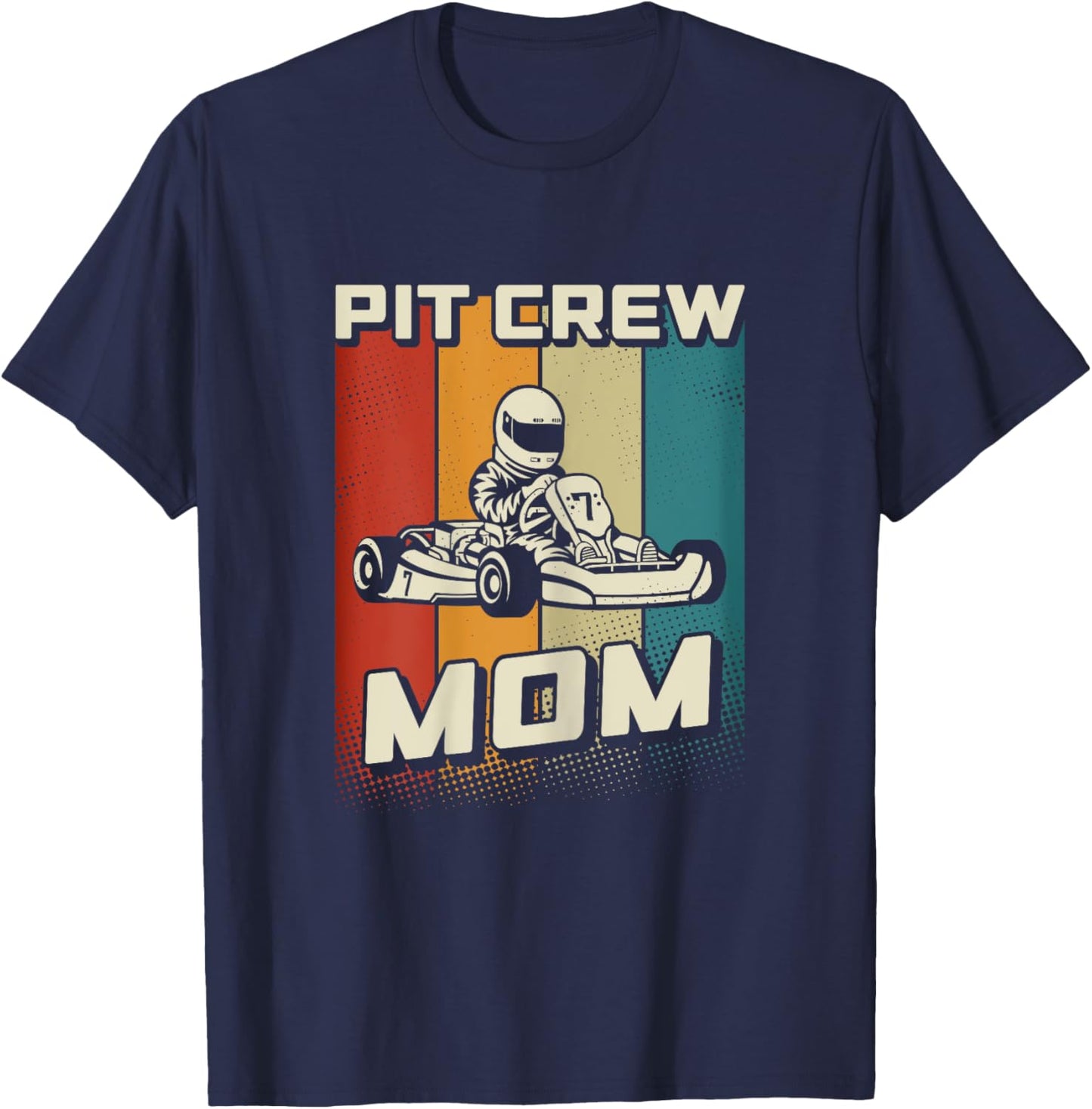 Pit Crew Mom Karting Birthday Party Racing Go Kart Mom T-Shirt - T-Shirt | Navy