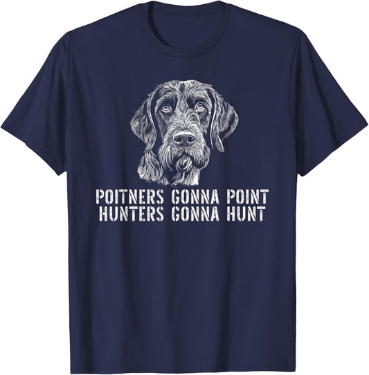 German Wirehaired Pointer hunting dog hunter dog head hunt T-Shirt - T-Shirt | Navy