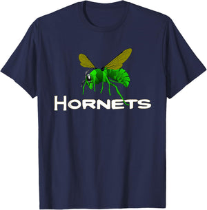 Go Green Hornets Football Baseball Basketball Cheer Team Fan T-Shirt - T-Shirt | Navy