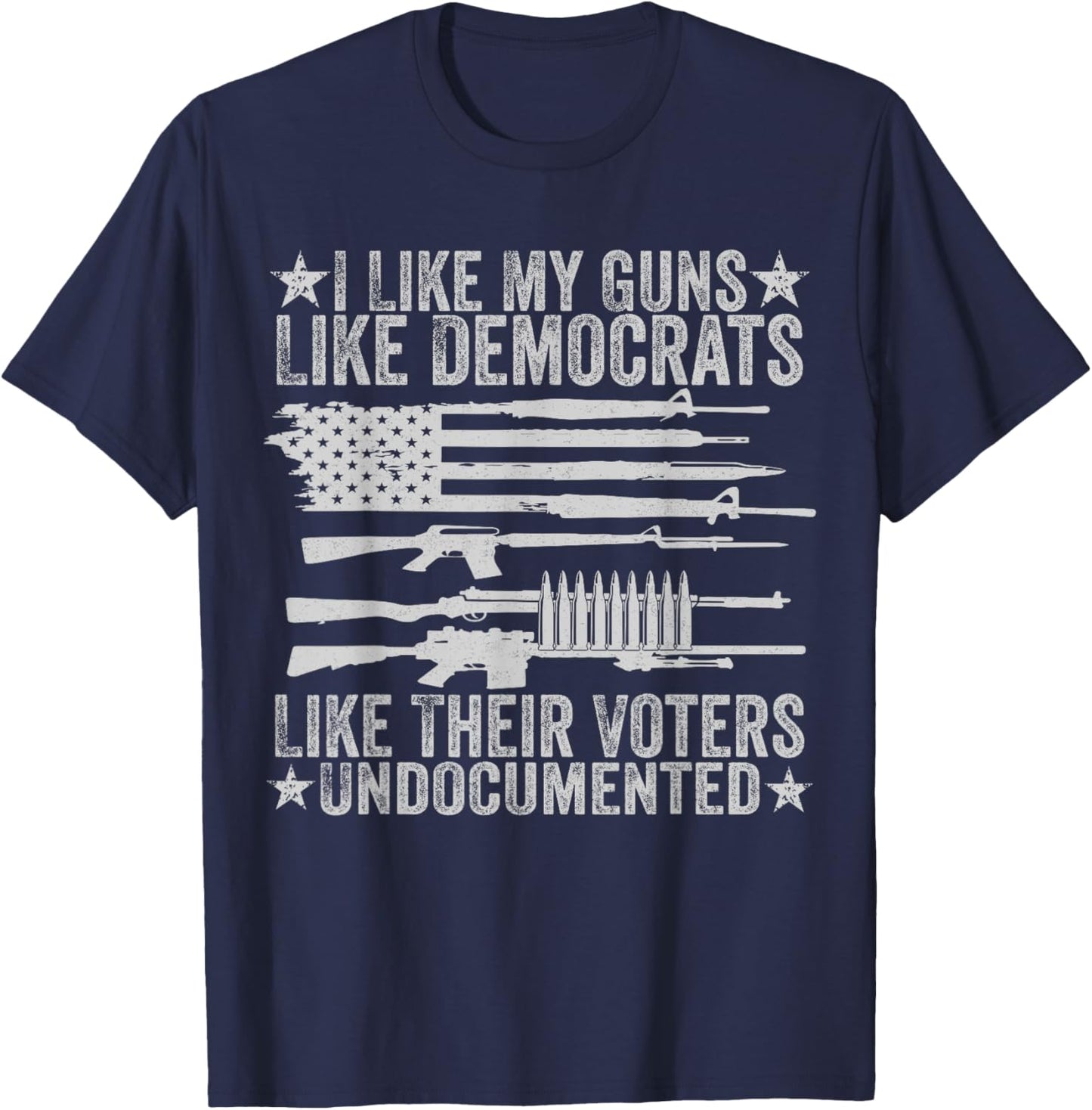 USA Flag I Like My Guns Like Democrats Like Their Voters Men T-Shirt - T-Shirt | Navy