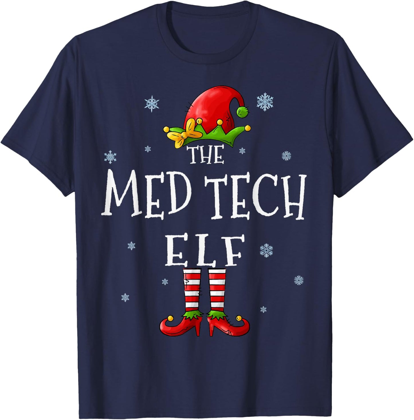 The Med Tech Elf Squad Funny Xmas Groupe Matching Christmas T-Shirt - T-Shirt | Navy